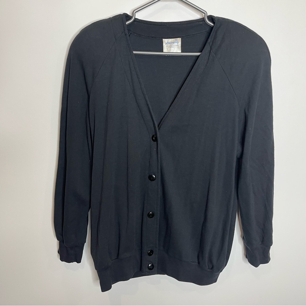 Vtg Weekenders Black Oversized Button V-Neck Cardigan Large